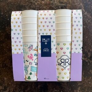 Roller Rabbit x Target Souvenir Cup Set 10ct 24oz Hearts Roadtrip Travel NWT
